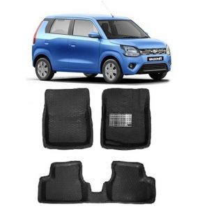 4.5D Car Floor Foot Tray Mats for Wagon R (2019)  - Black